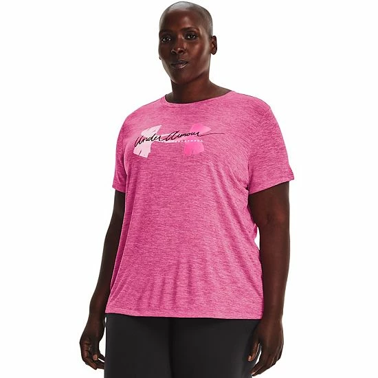 Plus Size Under Armour Tech™ Twist Script Logo Tee Black 4 Plus Size Under Armour Tech™ Twist Script Logo Tee Black - Image 4