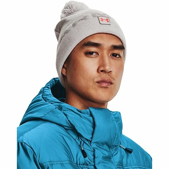 Men's Under Armour Halftime Fleece Pom Beanie Gray 2 Men's Under Armour Halftime Fleece Pom Beanie Gray - Image 2
