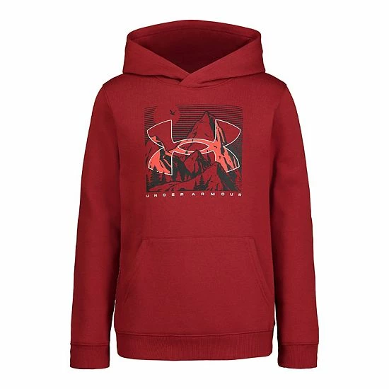 Boys 4-7 Under Armour Mountain Logo Graphic Hoodie Stadium Red 3 Boys 4-7 Under Armour Mountain Logo Graphic Hoodie Stadium Red - Image 3