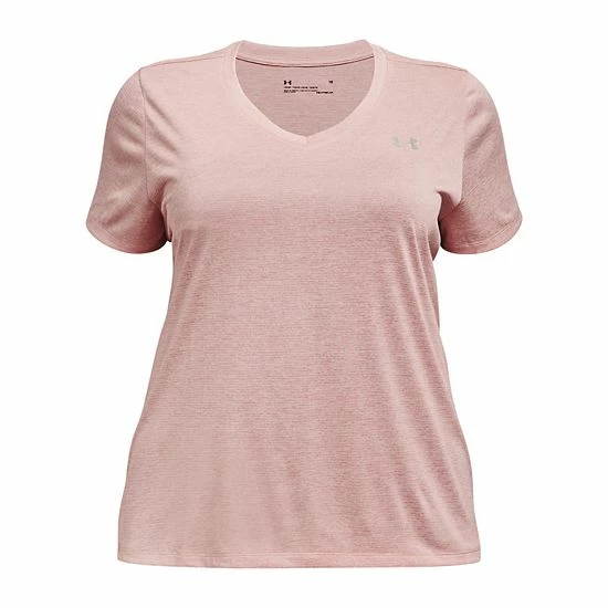Plus Size Under Armour Tech V-Neck Twist Tee Hushed Pink 5 Plus Size Under Armour Tech V-Neck Twist Tee Hushed Pink - Image 5