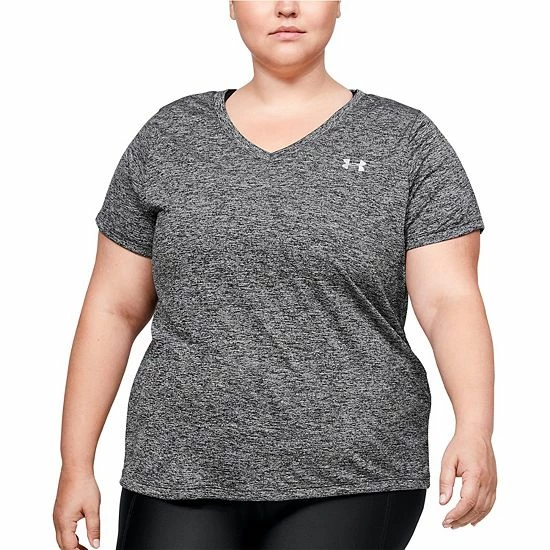 Plus Size Under Armour Tech V-Neck Twist Tee Hushed Pink 11 Plus Size Under Armour Tech V-Neck Twist Tee Hushed Pink - Image 11