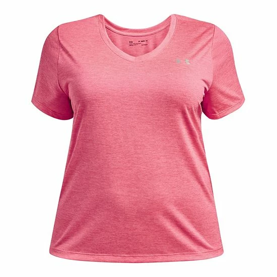 Plus Size Under Armour Tech V-Neck Twist Tee Hushed Pink 13 Plus Size Under Armour Tech V-Neck Twist Tee Hushed Pink - Image 13