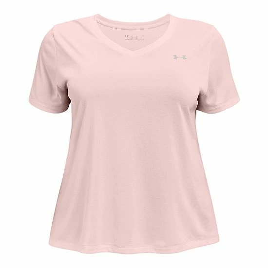 Plus Size Under Armour Tech V-Neck Twist Tee Hushed Pink 16 Plus Size Under Armour Tech V-Neck Twist Tee Hushed Pink - Image 16