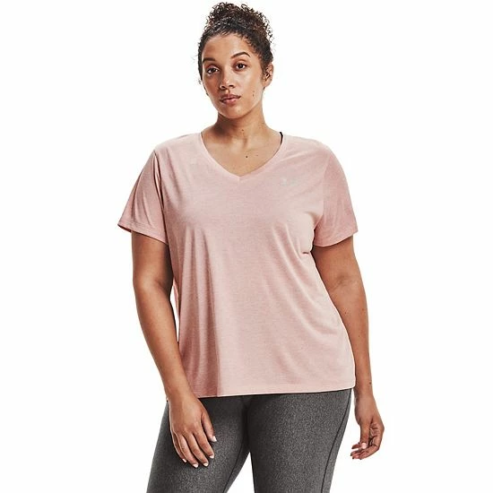 Plus Size Under Armour Tech V-Neck Twist Tee Hushed Pink 19 Plus Size Under Armour Tech V-Neck Twist Tee Hushed Pink - Image 19