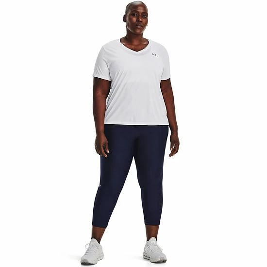 Plus Size Under Armour HeatGear® High-Waisted Capri Leggings Pink Shock White 3 Plus Size Under Armour HeatGear® High-Waisted Capri Leggings Pink Shock White - Image 3