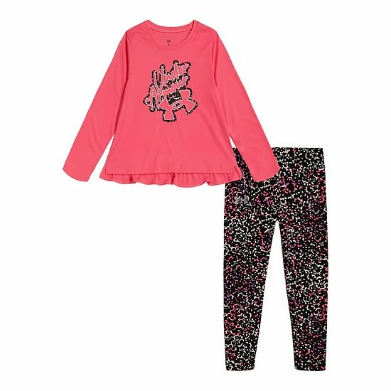 Toddler Girl Under Armour Static Logo Graphic Ruffle Hem Tee & Printed Leggings Set 1 Toddler Girl Under Armour Static Logo Graphic Ruffle Hem Tee & Printed Leggings Set