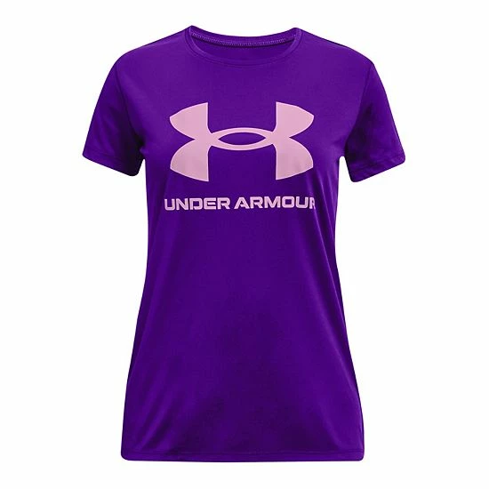 Girls 7-16 Under Armour Big Logo Tech Tee Black Purple 3 Girls 7-16 Under Armour Big Logo Tech Tee Black Purple - Image 3