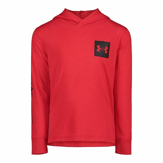 Boys 4-7 Under Armour Streetwear Logo Red Long Sleeve Hooded Tee 1 Boys 4-7 Under Armour Streetwear Logo Red Long Sleeve Hooded Tee