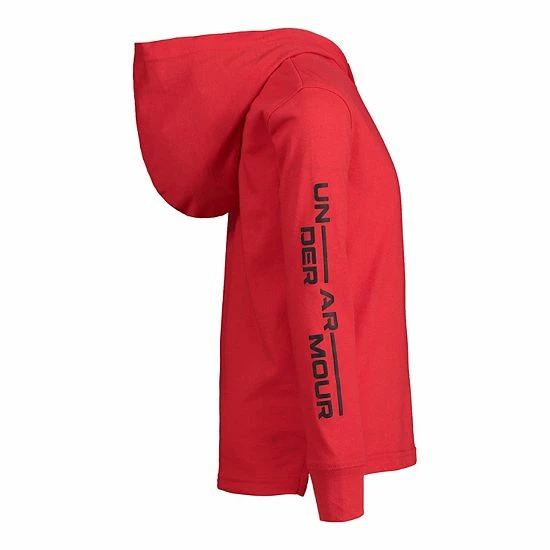 Boys 4-7 Under Armour Streetwear Logo Red Long Sleeve Hooded Tee 2 Boys 4-7 Under Armour Streetwear Logo Red Long Sleeve Hooded Tee - Image 2