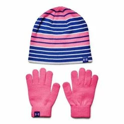 Girls Under Armour Beanie & Glove Combo Cerise