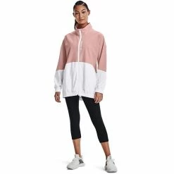 Women's Under Armour Woven Full-Zip Oversized Jacket Black White Pink -Under Armour SHOP unnamed file 6335