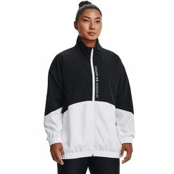 Women's Under Armour Woven Full-Zip Oversized Jacket Black White Pink -Under Armour SHOP unnamed file 6340