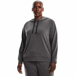 Plus Size Under Armour Rival French-Terry Fleece Hoodie Jet Gray Mod Gray