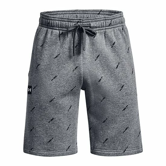 Men's Under Armour Printed Rival Fleece Shorts Pitch Gray 5 Men's Under Armour Printed Rival Fleece Shorts Pitch Gray - Image 5