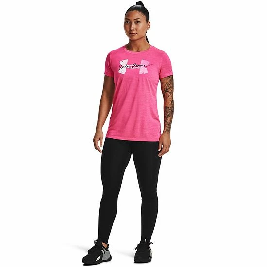 Women's Under Armour Tech™ Twist Script Logo Tee Black White 2 Women's Under Armour Tech™ Twist Script Logo Tee Black White - Image 2