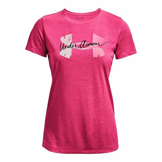 Women's Under Armour Tech™ Twist Script Logo Tee Black White 4 Women's Under Armour Tech™ Twist Script Logo Tee Black White - Image 4