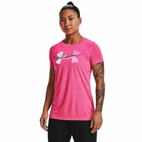 Women's Under Armour Tech™ Twist Script Logo Tee Black White 6 Women's Under Armour Tech™ Twist Script Logo Tee Black White - Image 6