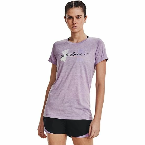 Women's Under Armour Tech™ Twist Script Logo Tee Black White 10 Women's Under Armour Tech™ Twist Script Logo Tee Black White - Image 10