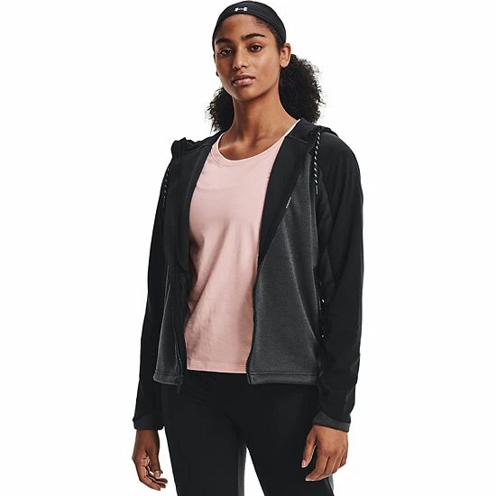 Women's Under Armour Essential Hooded Water-Resistant Sweater Jacket Black Medium Heather 1 Women's Under Armour Essential Hooded Water-Resistant Sweater Jacket Black Medium Heather