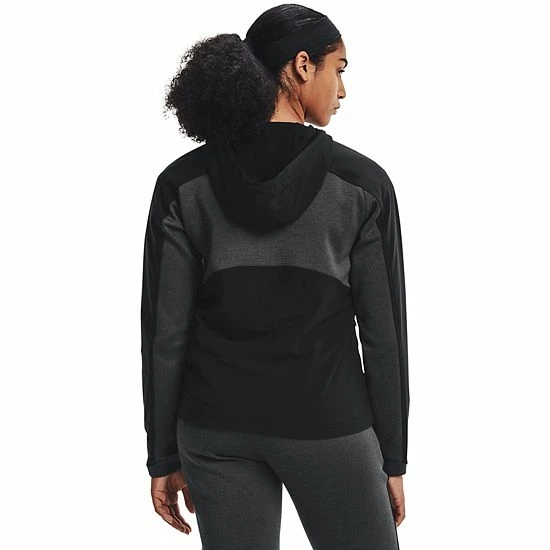Women's Under Armour Essential Hooded Water-Resistant Sweater Jacket Black Medium Heather 2 Women's Under Armour Essential Hooded Water-Resistant Sweater Jacket Black Medium Heather - Image 2