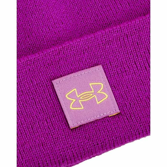 Women's Under Armour Halftime Ribbed Pom Beanie Strobe Purple 2 Women's Under Armour Halftime Ribbed Pom Beanie Strobe Purple - Image 2