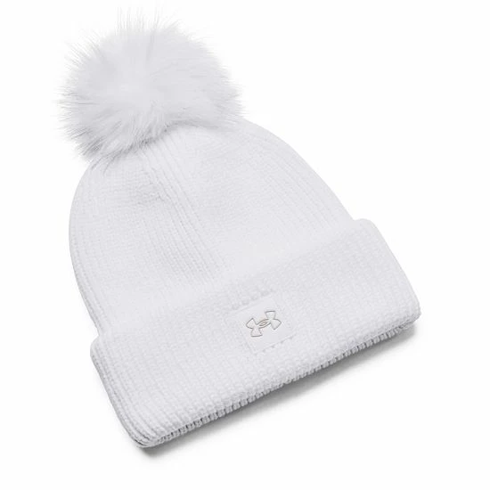 Women's Under Armour Halftime Cable Knit Beanie White 4 Women's Under Armour Halftime Cable Knit Beanie White - Image 4