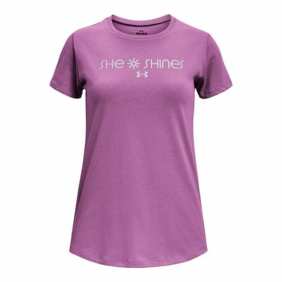 Girls 7-16 Under Armour She Shines Tee Purple 3 Girls 7-16 Under Armour She Shines Tee Purple - Image 3