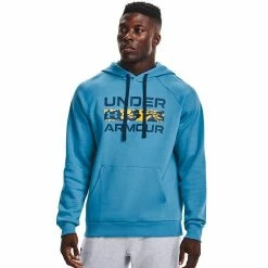 Big & Tall Under Armour Rival Fleece Signature Box Hoodie Radar Blue -Under Armour SHOP unnamed file 7631