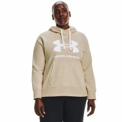 Plus Size Under Armour Rival Fleece Logo Hoodie Oatmeal Heather