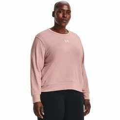 Plus Size Under Armour Rival Terry Crewneck Sweatshirt Retro Pink White -Under Armour SHOP unnamed file 7997