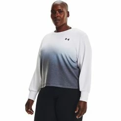 Plus Size Under Armour Rival Ombre French Terry Top White