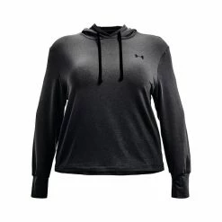 Plus Size Under Armour Rival Ombre French Terry Hoodie Jet Gray