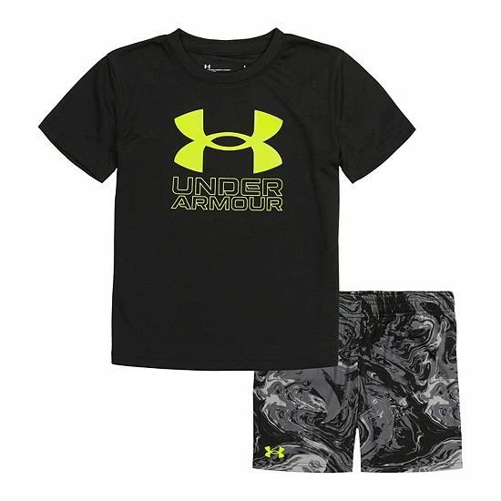 Boys 4-7 Under Armour Liquid Big Logo Graphic Tee & Shorts Set Black 3 Boys 4-7 Under Armour Liquid Big Logo Graphic Tee & Shorts Set Black - Image 3