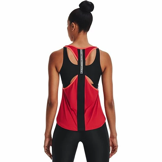 Women's Under Armour Knockout 2-in-1 Tank Red Black 2 Women's Under Armour Knockout 2-in-1 Tank Red Black - Image 2