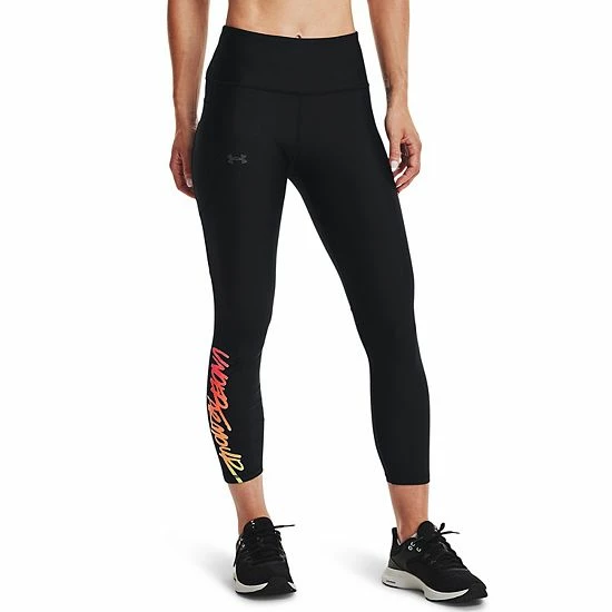 Women's Under Armour HeatGear® Graphic No-Slip Waistband Ankle Leggings Black 1 Women's Under Armour HeatGear® Graphic No-Slip Waistband Ankle Leggings Black