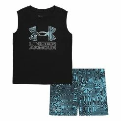 Boys 4-7 Under Armour Psychadelic Wave Logo Graphic Muscle Tank Top & Printed Shorts Set