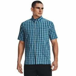 Men's Under Armour Tide Chaser 2.0 Regular-Fit Plaid Performance Button-Down Shirt Deep Sea -Under Armour SHOP unnamed file 9021