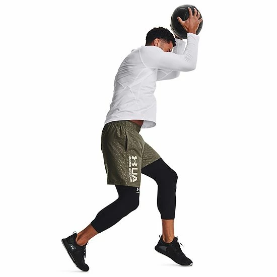 Men's Under Armour Woven Embossed Shorts Red White 4 Men's Under Armour Woven Embossed Shorts Red White - Image 4