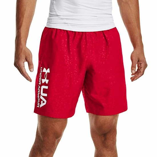 Men's Under Armour Woven Embossed Shorts Red White 12 Men's Under Armour Woven Embossed Shorts Red White - Image 12