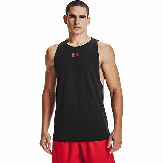 Men's Under Armour Baseline Tank Top Black Red 9 Men's Under Armour Baseline Tank Top Black Red - Image 9