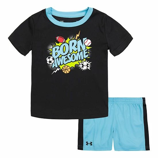 Baby Boy Under Armour "Born Awesome" Graphic Tee & Shorts Set 1 Baby Boy Under Armour "Born Awesome" Graphic Tee & Shorts Set