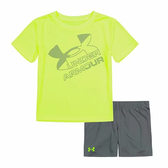Boys 4-7 Under Armour Linear Big Logo Graphic Tee & Shorts Set Hi Vis Yellow 1 Boys 4-7 Under Armour Linear Big Logo Graphic Tee & Shorts Set Hi Vis Yellow