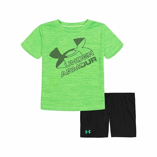 Boys 4-7 Under Armour Linear Big Logo Graphic Tee & Shorts Set Hi Vis Yellow 4 Boys 4-7 Under Armour Linear Big Logo Graphic Tee & Shorts Set Hi Vis Yellow - Image 4