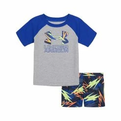 Baby Boy Under Armour Lightning Bolts Henley Graphic Tee & Shorts Set