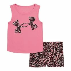 Toddler Girl Under Armour Liquid Cheetah Logo Graphic Tank Top & Allover Printed Shorts Set