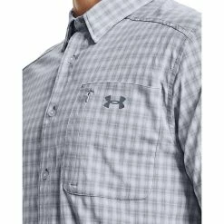 Men's Under Armour Drift Tide 2.0 Regular-Fit Plaid Button-Down Shirt Mod Gray -Under Armour SHOP unnamed file 9383