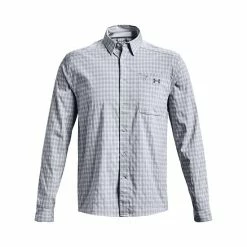 Men's Under Armour Drift Tide 2.0 Regular-Fit Plaid Button-Down Shirt Mod Gray -Under Armour SHOP unnamed file 9384