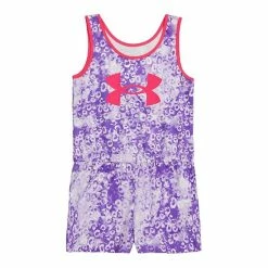 Toddler Girl Under Armour Cheetah Print Logo Graphic Romper