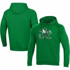 Men's Under Armour Green Notre Dame Fighting Irish Mascot School Logo All Day Raglan Pullover Hoodie
