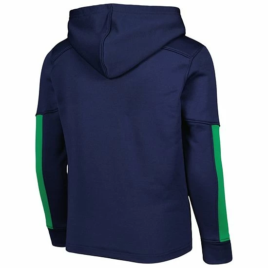Youth Under Armour Navy/Green Notre Dame Fighting Irish Game Day Color Block Pullover Hoodie 4 Youth Under Armour Navy/Green Notre Dame Fighting Irish Game Day Color Block Pullover Hoodie - Image 4